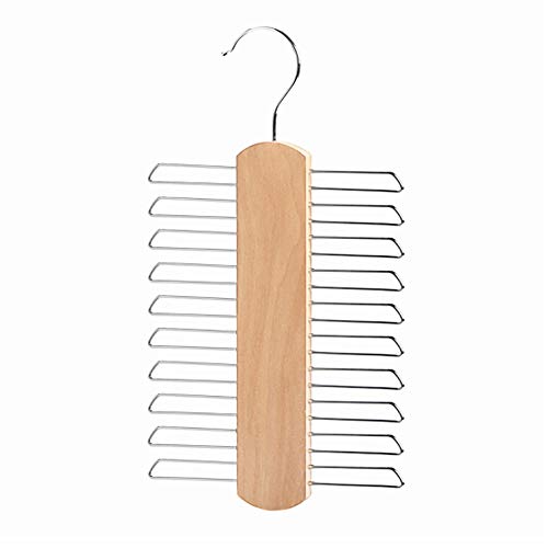 Techecho 20 Bar Wooden Tie Hanger, Coat Scarfs & Belt Rack Mens Organiser Scarf, Belt, Accessory Organiser