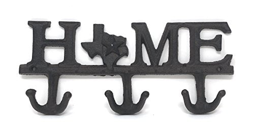 BG Home Collections Key Holder. Wall Mount Key Hook. Rustic Western Cast Iron Hanger - With Screws and Anchors. Measures: 11