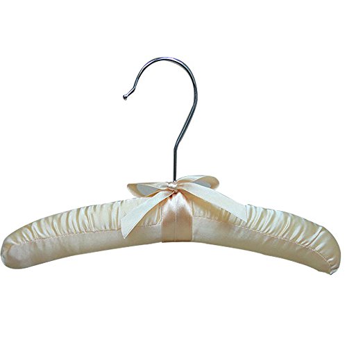 Binglinghua 15” Luxurious Satin Padded Blouse Hangers for Closet Coat Sweaters Skirt Suit Wedding Dress Gown Blouse Shirt?Pack of 5 (Champagne)