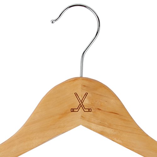 Hockey Sticks Maple Clothes Hangers - Wooden Suit Hanger - Laser Engraved Design - Wooden Hangers for Dresses, Wedding Gowns, Suits, and Other Special Garments