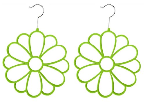 Home Basics 2-Piece Velvet Scarf Hanger, Green Flowers