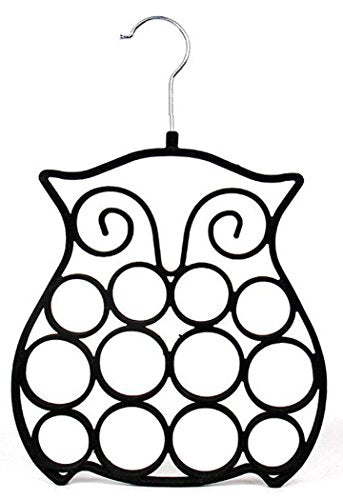 JUSTDOLIFE Scarf Hanger, Scarf Organizer Flocking Hanger Multifunctional Owl Shaped Scarf Holder Tie Hanging Organizer