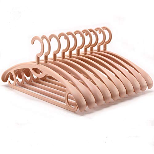 CmfwaMedsr Plastic Non-Slip Adult Hanger,360 Degree Swivel Hook Ultra Thin Space Saving Flexibility Strong Clothes Stand Coat Trouser Skirt Bra-Pink 10 Pack