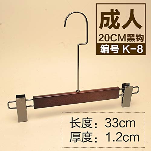 Kexinfan Hanger Solid Wood Hanger Long Hook Men Women Non-Slip Clothes Pants Clothing Store Wood Wooden Wooden Clothes Hanger Pants Hanger, 10, 20 Square Black-K-8 Adult Gun Black Clip Clip
