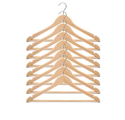 IKEA Bumerang 17 Width Wooden Metal Hook Top Hanger with Notches/Perfect for Pants Skirt Coat Suit (1, Natural)