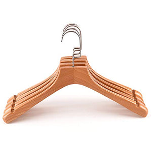 Childrens Natural Wooden Top Coat Clothes Garment Skirt Hangers with Shoulder Notches-10 Pack