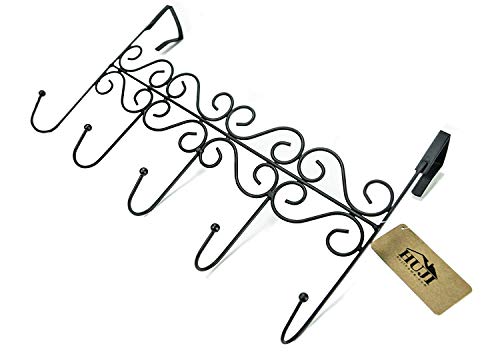 HUJI Sturdy Over the Door 5 Hooks Clothes Hanger for Coats Hats Belts Organization Storage for Office or Home (1, Over the Door Hanger)