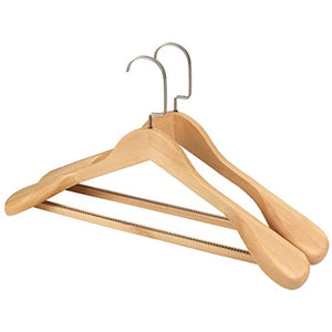 45cm Solid Wooden Suit Support, Jacket Hangers with Non Slip Bar,A,10PACK