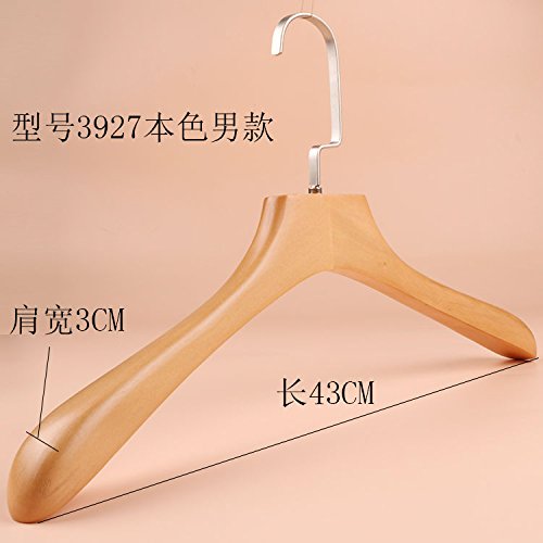 Kexinfan Hanger Natural Color Long Hook Solid Wood Hanger Men Women Children'S Clothing High-Grade Wood Hanger Clothing Store Hanger Home Hanger, 1, 3927 Natural Male Models