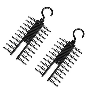 OUNONA 2 Pcs Tie Rack Hanger Accessory Organiser Rack Jewellery Hanger Ideal Organiser for Tie Belt Scarf (Black)