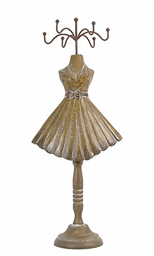 North Ridge Crafts Jewelry Stand Wood Jewelry Storage Mannequin Jewelry Display, Vintage Dress Style with Hand Painted and Hand Carved Design, Unique, Gift