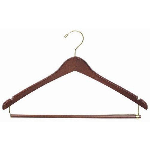 Only Hangers Wooden Suit Hangers with Locking Pant Bar, Walnut/Brass Finish