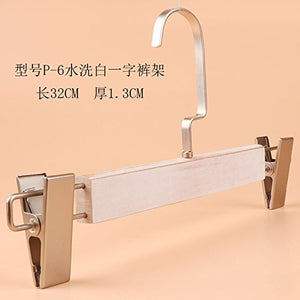 Kexinfan Hanger Clothing Store Solid Wood Hanger Pants Hanger Adult Men Women Wooden Non-Slip Hanger Hanger Wood Hanger, 1Pcs, P-6 Washed White Word Pants Hanger