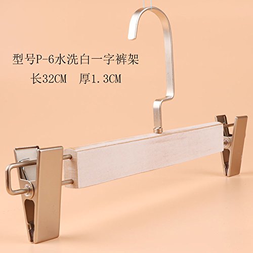 Kexinfan Hanger Clothing Store Solid Wood Hanger Pants Hanger Adult Men Women Wooden Non-Slip Hanger Hanger Wood Hanger, 1Pcs, P-6 Washed White Word Pants Hanger