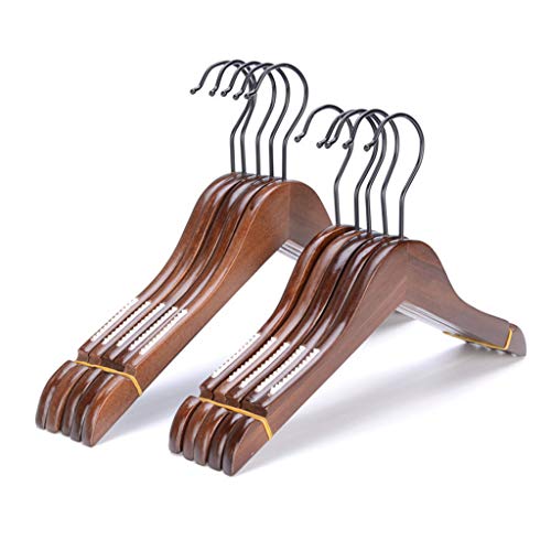 Solid Wood Suit Coat Hangers with Non-Slip Stripes for Hotel Home/Clothing Store- Women's/Children's (5+5) Pack