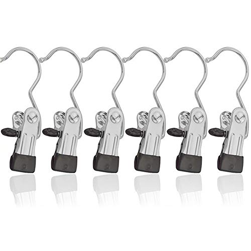 Laundry Hook Boot Clips, 12 Pack Closet Organizer Hangers Clip Portable Hanging Clothes Pins Stainless Steel Travel Home Clothing Trouser Hanger Holder for Pants, Shoes, Towel, Socks