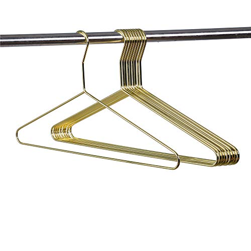 Quality Gold Modern Heavy Duty Metal Hangers – Clothing Thin Compact Hanger – Coated Metal Hangers for Wardrobe – Shirt Pants Slim Hanger - 10 Pack