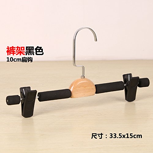 Kexinfan Hanger Home Premium Sponge Wood Hanger Men Women Clothing Store Wardrobe Hanger Pants Clip Seamless Non-Slip Clothes Holder, 10Pcs, Black Pants Flat Hook