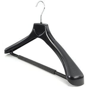 HANGERWORLD 10 Black 17.8inch Plastic Coat Clothes Garment Pant Skirt Bar Hangers 2.36inch Broad Shoulder Support