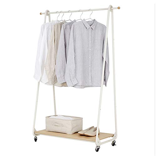 LXLA- Can Move Anywhere Clothes Shelf Floor-standing Hangers Simple Coat Rack Northern Europe Bedroom Modern Wooden Board Grid 83×46×147 Cm (Color : Wooden board Style)