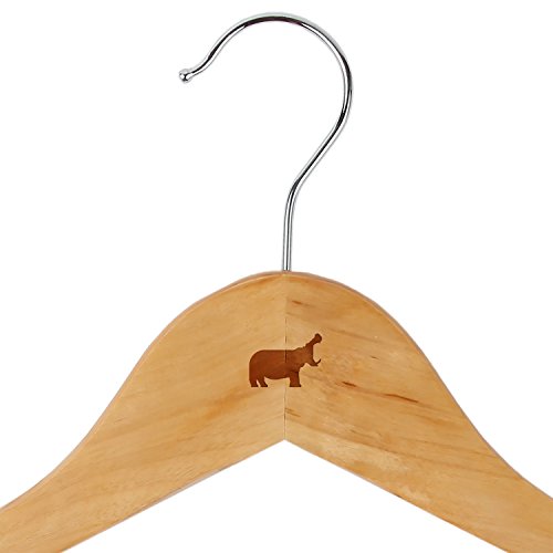 Hippo Maple Clothes Hangers - Wooden Suit Hanger - Laser Engraved Design - Wooden Hangers for Dresses, Wedding Gowns, Suits, and Other Special Garments