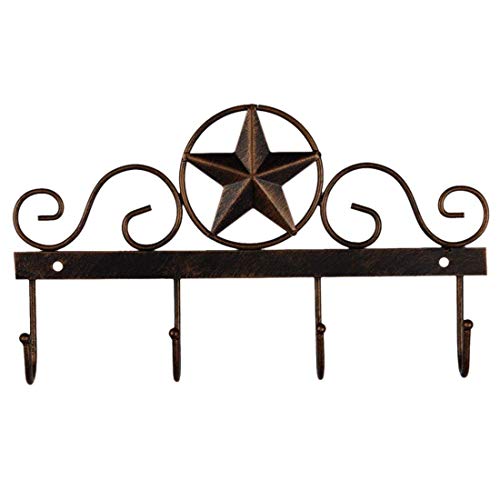EBEI Metal Barn Star Key Rack Holder Wall Mounted Metal Decorative 10