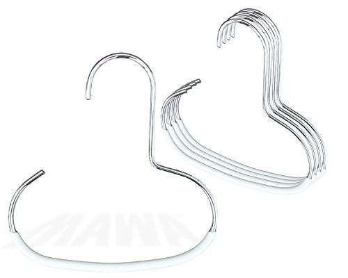 Mawa by Reston Lloyd Accessory Non-Slip Space-Saving Clothes Hanger Hook for Scarves, Style G1, Set of 5, White