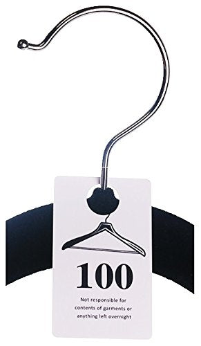100 Tags - Plastic Coat Room Checks, Reusable White Coatroom Hanger Claim Tickets, Consecutive Numbers (401-500)