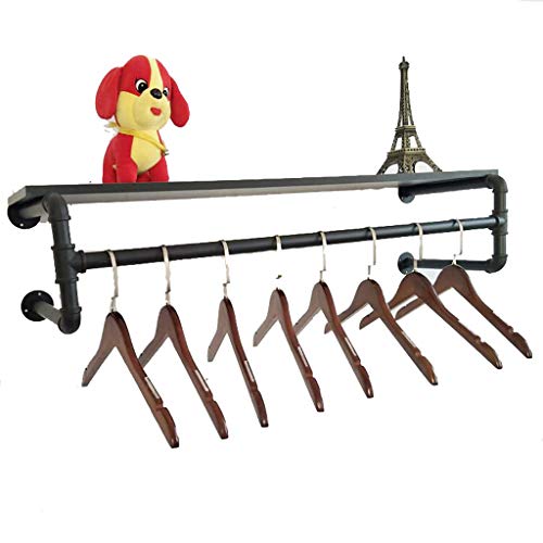 Coat Stand Coat Rack Hanging Rod Clothing Store Shelf Retro Wrought Iron Water Pipe on The Wall Side Hanger Wall Hanging Clothing Display Stand (Color : A, Size : 80cm)