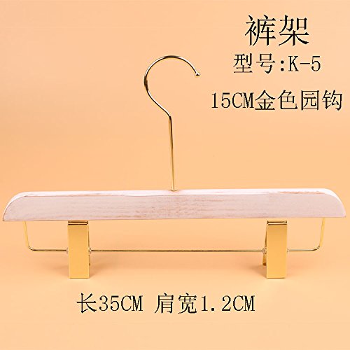 Kexinfan Hanger White Wood Hanger Clothing Store Women Wood Gold Hanging Hook, 1, K-5 Washed White Double Gold Pants Hanger