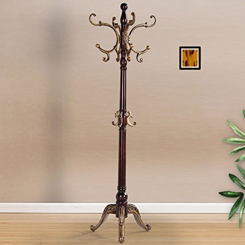 LXLA- Solid Wood Coat Rack Interior Floor Bedroom Hanger Modern Assembly Hallway Home Clothes Rack (Color : Bronze)