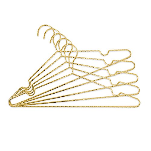 Closet Complete Luxurious, Modern, Strong Metal, “Millionaire” Space Saving Coat Hangers, Gold, Set of 5
