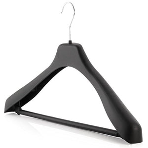 HANGERWORLD 5 Black 17.8inch Soft Touch Plastic Coat Clothes Garment Pant Skirt Bar Hangers 1.57inch Shoulder Support