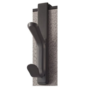 Officemate Double Coat Hooks for Cubicle Panels, Adjustable 1.25 - 3.5 Inch, Charcoal (22005)