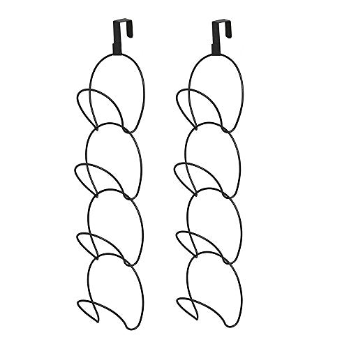 WIFUME Cap Rack 2 Pack - Holds up to 8 Caps Baseball Cap Holder Ball Caps Display Racks With Clips Wall Mount Door Closet Hanging Hat Organizer Holder and Storage Rack Black