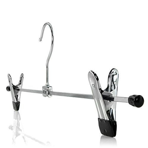 HANGERWORLD 6 Chrome 15.7nch Metal Pants Skirt Adjustable Clip Coat Clothes Garment Hangers