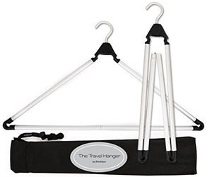 Boottique IMPROVED! Travel Hanger, Car Hanger, Clothes Hanger- Foldable Hanger, Folding Hanger, Collapsible Hanger, Portable Hanger (Matte Silver & Black)