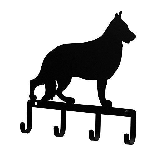 Iron German Shepard Dog Key Rack / Jewelry Holder / Pet Leash Hanger - Black Metal