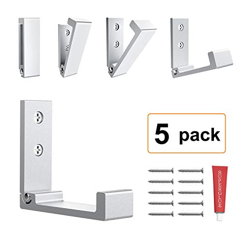 Foldable Adhesive Hooks,Heavy Duty Wall Hooks Zn Cu Alloy Ultra Strong Waterproof Hanger for Robe, Coat, Towel, Keys, Bags, Home, Kitchen, Bathroom (Set of 5) (Silver)