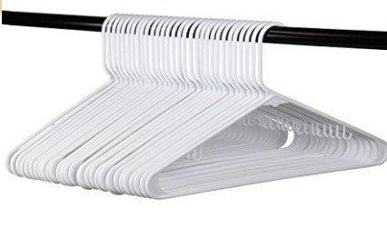 White Plastic Clothes Hangers | The Best Choice Everyday Standard Suit Clothe Hanger Target Set | Bulk Beauty Closet Room Pack | Adult Clothing Drying Rack Dress Form Shirt Coat Hangers with J Hooks