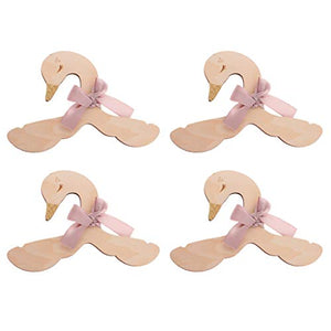 Prettyia 4pcs Sweet Swan Bow Baby Kids Room Nursery Wooden Coat Clothes Hook Hanger
