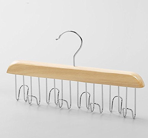 Wooden Hangers Solid Wood 8 Hook Belt Rack And 1 Pieces Of Log Color