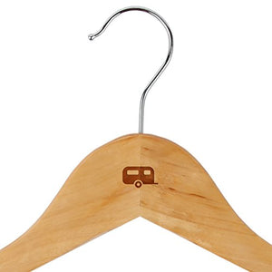 Camper Maple Clothes Hangers - Wooden Suit Hanger - Laser Engraved Design - Wooden Hangers for Dresses, Wedding Gowns, Suits, and Other Special Garments