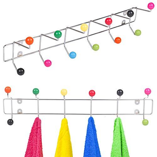 12 Hook Chrome Clothes Coat Storage Rack Multi Coloured Hooks Balls