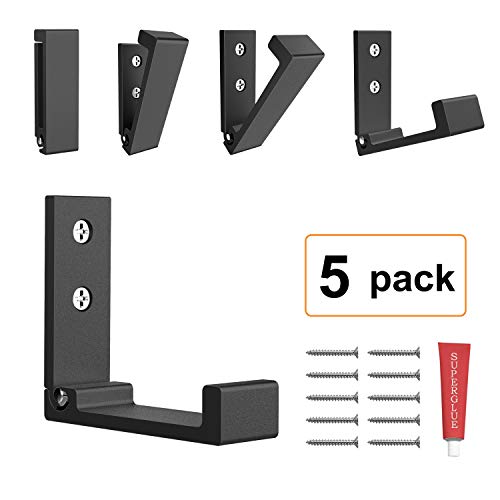 Foldable Adhesive Hooks,Heavy Duty Wall Hooks Zn Cu Alloy Ultra Strong Waterproof Hanger for Robe, Coat, Towel, Keys, Bags, Home, Kitchen, Bathroom (Set of 5) (Black)