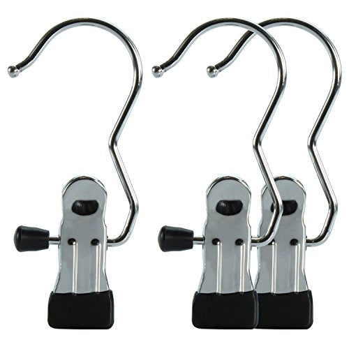 HANGERWORLD 25 Chromed Metal Non-Slip Single Clip Accessory Coat Clothes Hangers Scarves Hats Gloves Boots