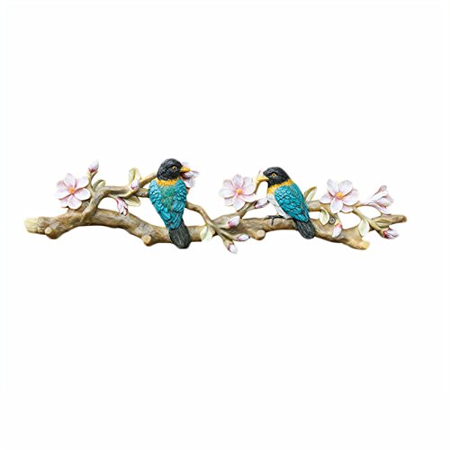 Creative Retro Bird Hooks Wall Hanger for Bag Key Clothes Bathroom Kitchen Towel Holder Wall Mount Resin Hanger Rack Decoration Wedding Gift (Two Birds)