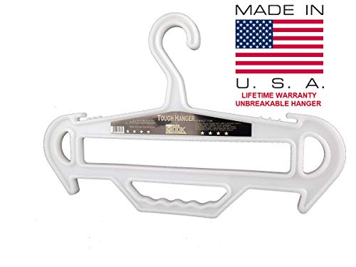 Tough Hanger (White) USA Made,Ultimate Premium XL Large Heavy Duty Unbreakable Home Storage Standard Hanger Holds 150 lbs The Only Hangers on The Market with a Built in Carry Handle