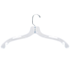 HOUSE DAY 17" 100pcs, Clear Clothes hangers with 100pcs Clear Non-Slip Rubber Hanger Grips- Plastic Coat hangers Heavy Duty - Polished Chrome Hardware Top Hangers