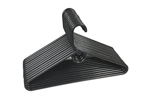 12 Pieces Adult Cloth Tubular Hangers Heavy Duty Plastic - Coat Suit Closet Organization Hanger - Black Color